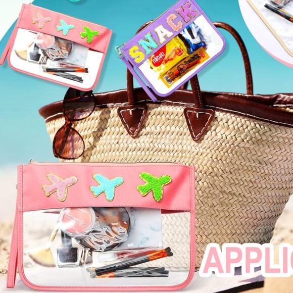 Clear Pouch With Patches Snacks Bag‎ Chenille Letter Bag Cosmetic Transparent - Picture 2 of 5